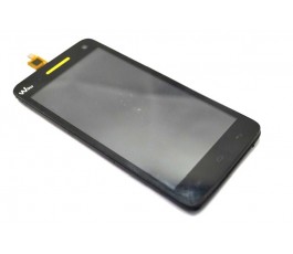 Pantalla completa táctil lcd y marco para Wiko Rainbow S5500 negro y amarillo