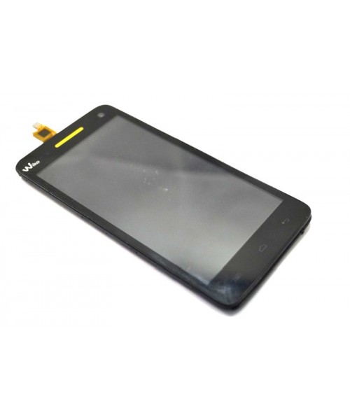 Pantalla completa táctil lcd y marco para Wiko Rainbow S5500 negro y amarillo