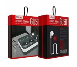 Regleta base Ldnio SE3631 con 3 tomas y 6 usb 2500W 1.6m