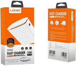 Cargador casa Lightning LDNIO A1301Q con cable