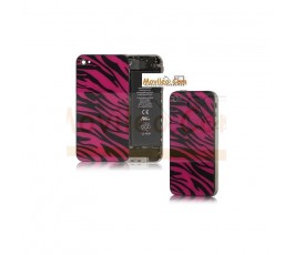 Carcasa trasera, tapa de batería zebra negro con rojo para iPhone 4 - Imagen 1