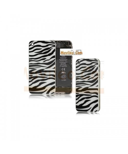 Carcasa trasera, tapa de batería zebra negro con blanco para iPhone 4 - Imagen 1