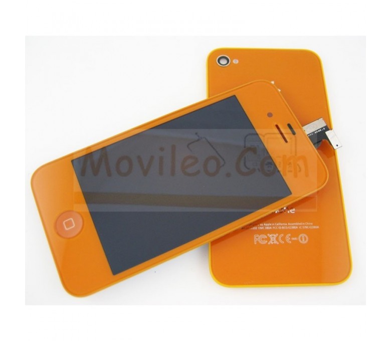 Kit Completo Naranja iPhone 4G  Pantalla + Tapa + Botón home - Imagen 1