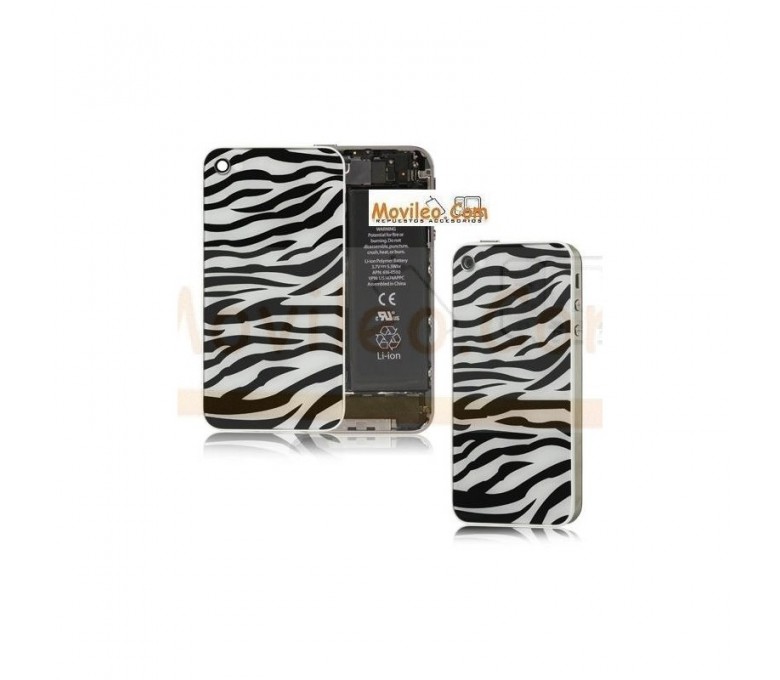 Carcasa trasera tapa de batería zebra negro con blanco para iPhone 4s - Imagen 1
