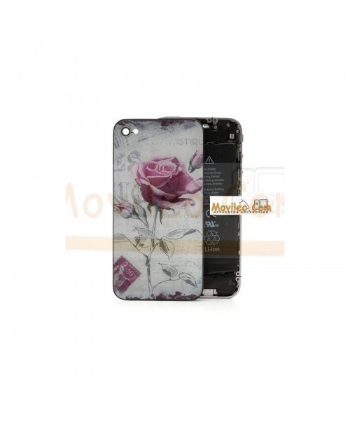 Carcasa trasera, tapa de batería con rosa para iPhone 4s - Imagen 1