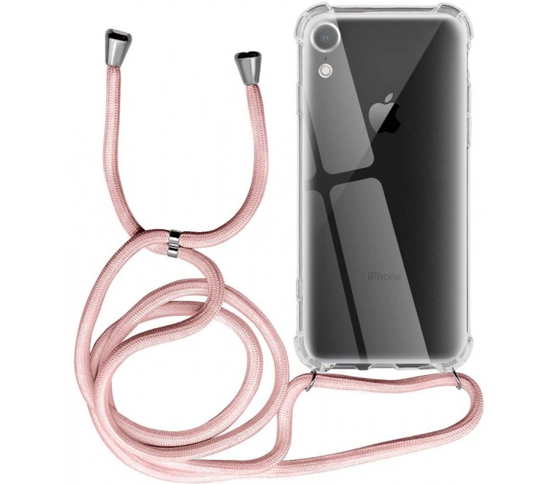 Comprar Funda Transparente Con Cuerda Rosa IPhone XR Online