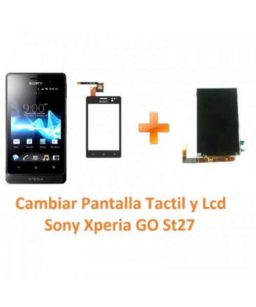 Cambiar Pantalla Lcd y Táctil Sony Xperia Go St27 St27i - Imagen 1
