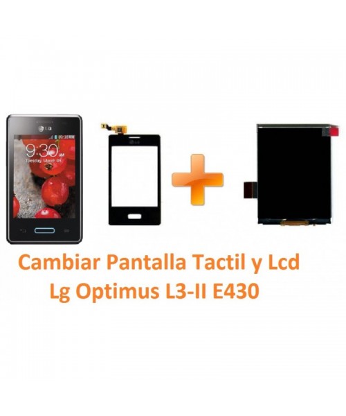 Cambiar Pantalla Táctil y Lcd Lg Optimus L3-II E430 - Imagen 1